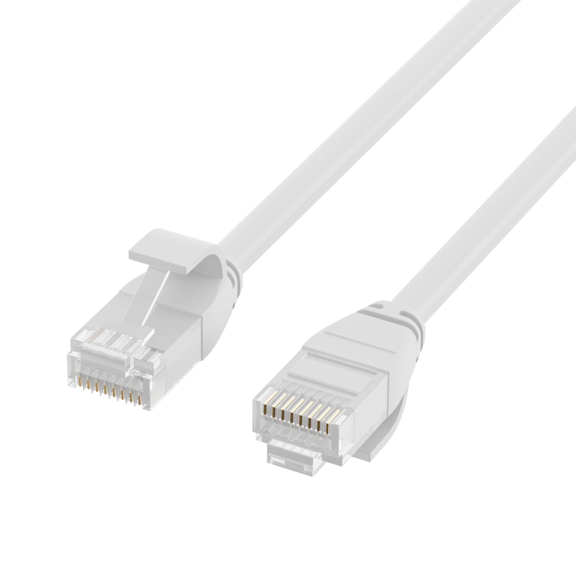 RJ45 Patchkabel Cat.6A U/UTP TPE, 3,6mm ultraflex weiß 0,15m Kupferverkabelung