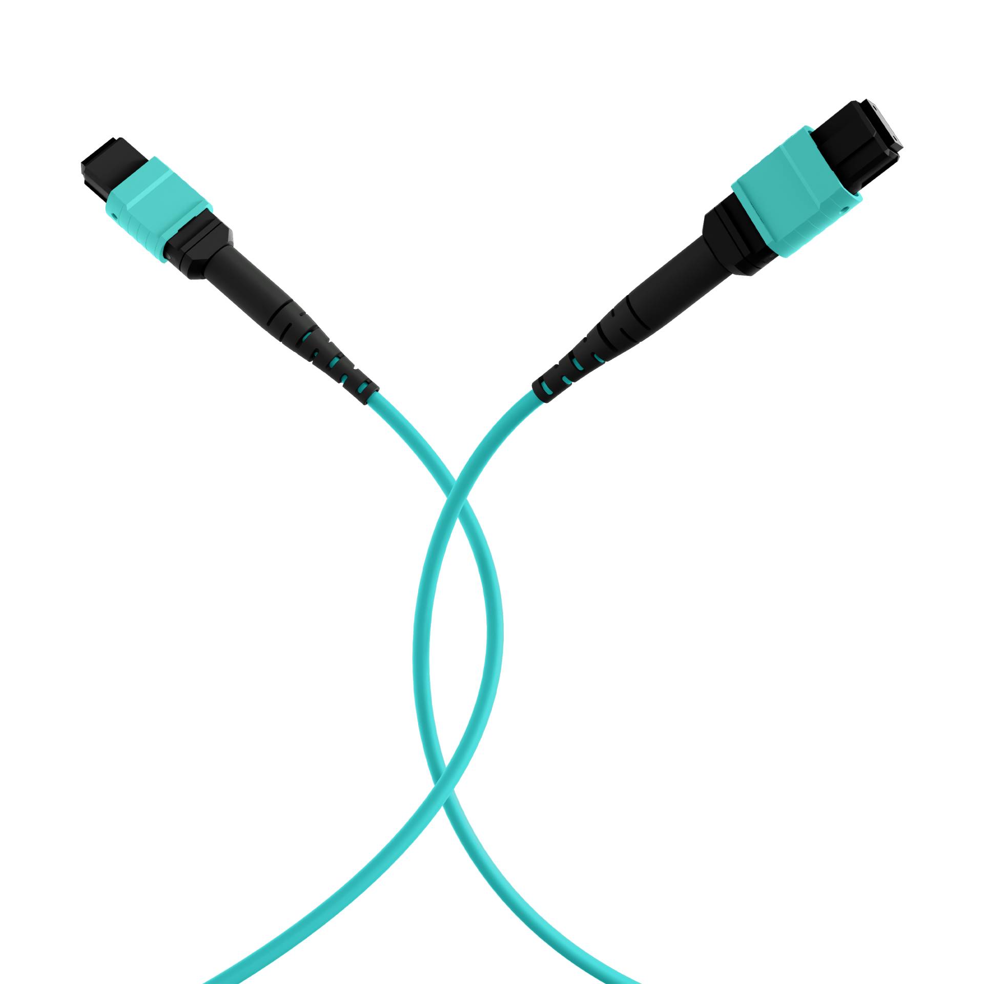 MTP®(F)-MTP®(F) Patchkabel OM3 12 Fasern -- Typ A LSZH aqua 0,5m Glasfaserverkabelung MPO / MTP