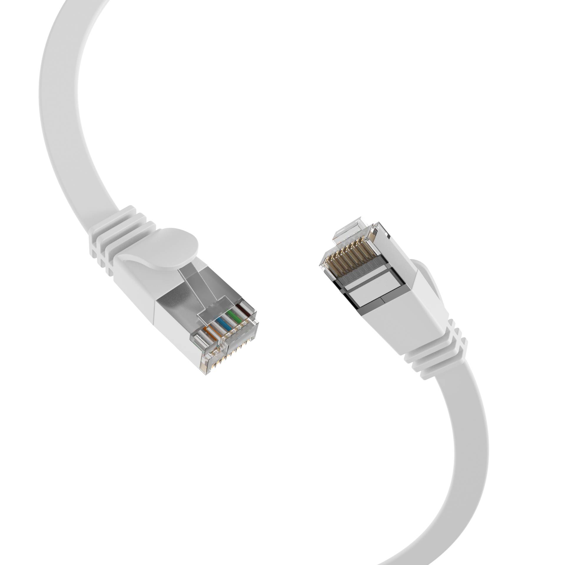 RJ45 Flachpatchkabel Cat.6A U/FTP PVC -- weiß 0,15m Kupferverkabelung Patchkabel