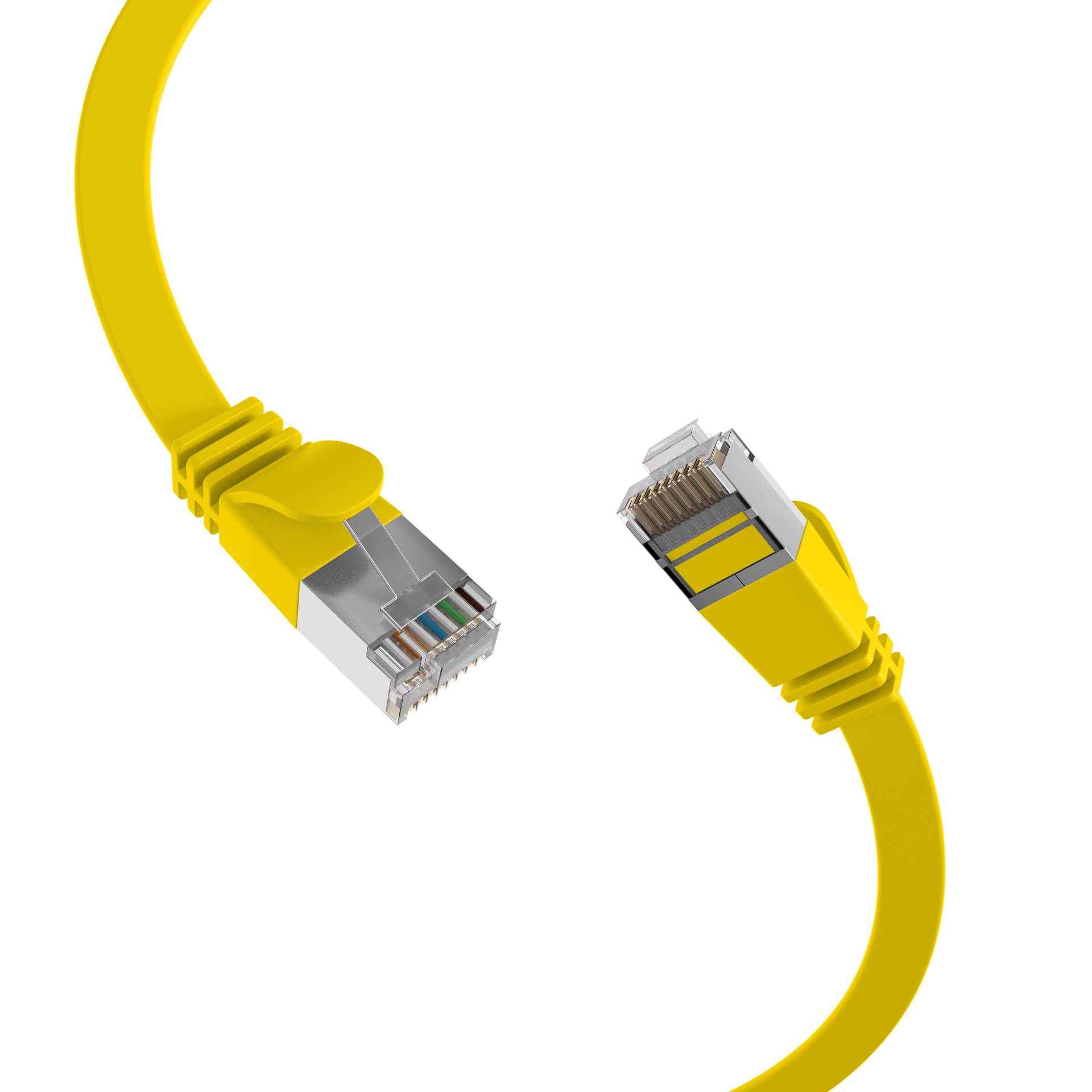 RJ45 Flachpatchkabel Cat.6A U/FTP PVC -- gelb 0,15m Kupferverkabelung Patchkabel