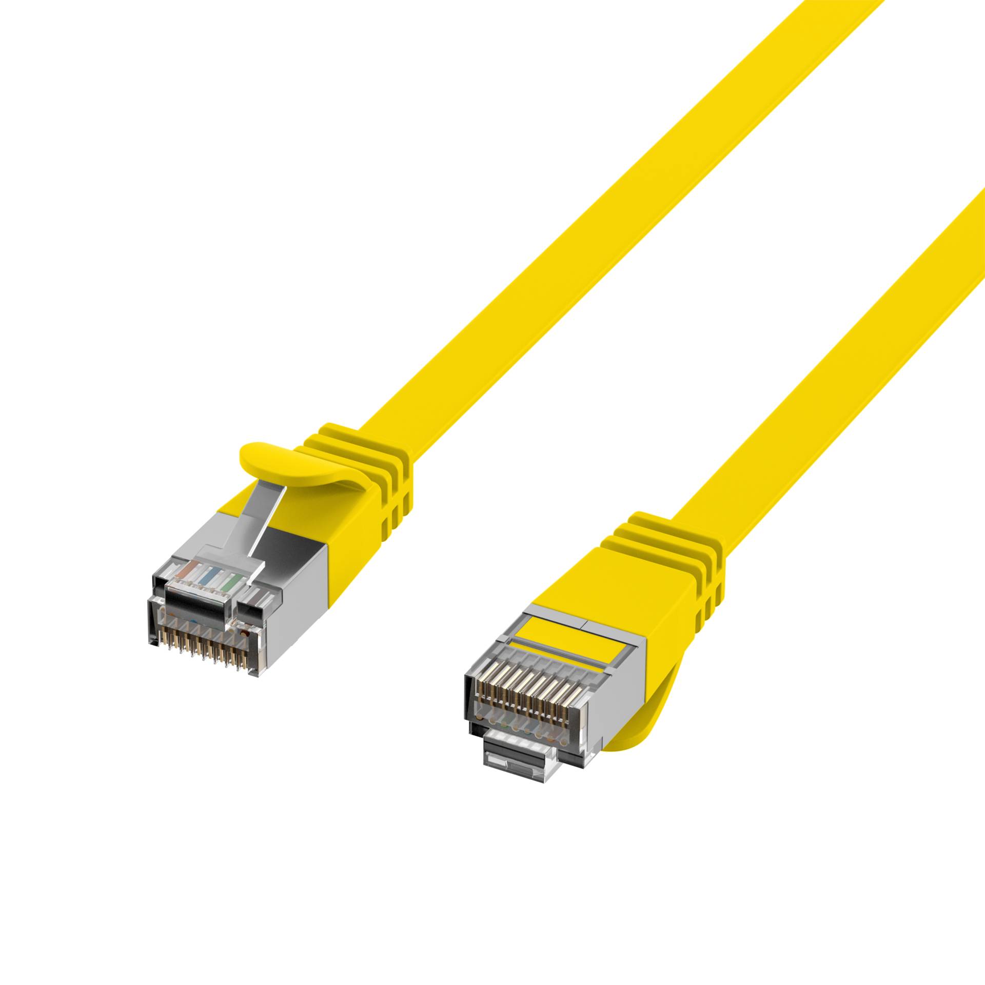 RJ45 Flachpatchkabel Cat.6A U/FTP PVC -- gelb 0,15m Kupferverkabelung Patchkabel