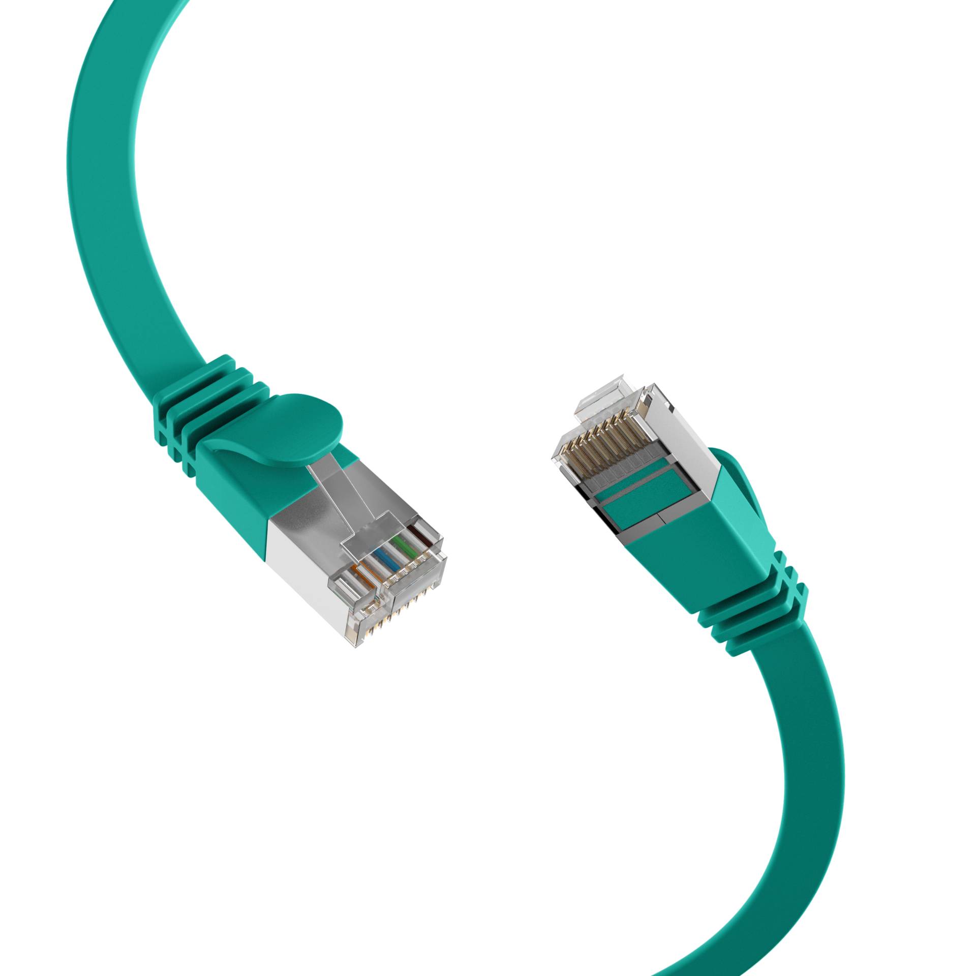 RJ45 Flachpatchkabel Cat.6A U/FTP PVC -- grün 0,15m Kupferverkabelung Patchkabel