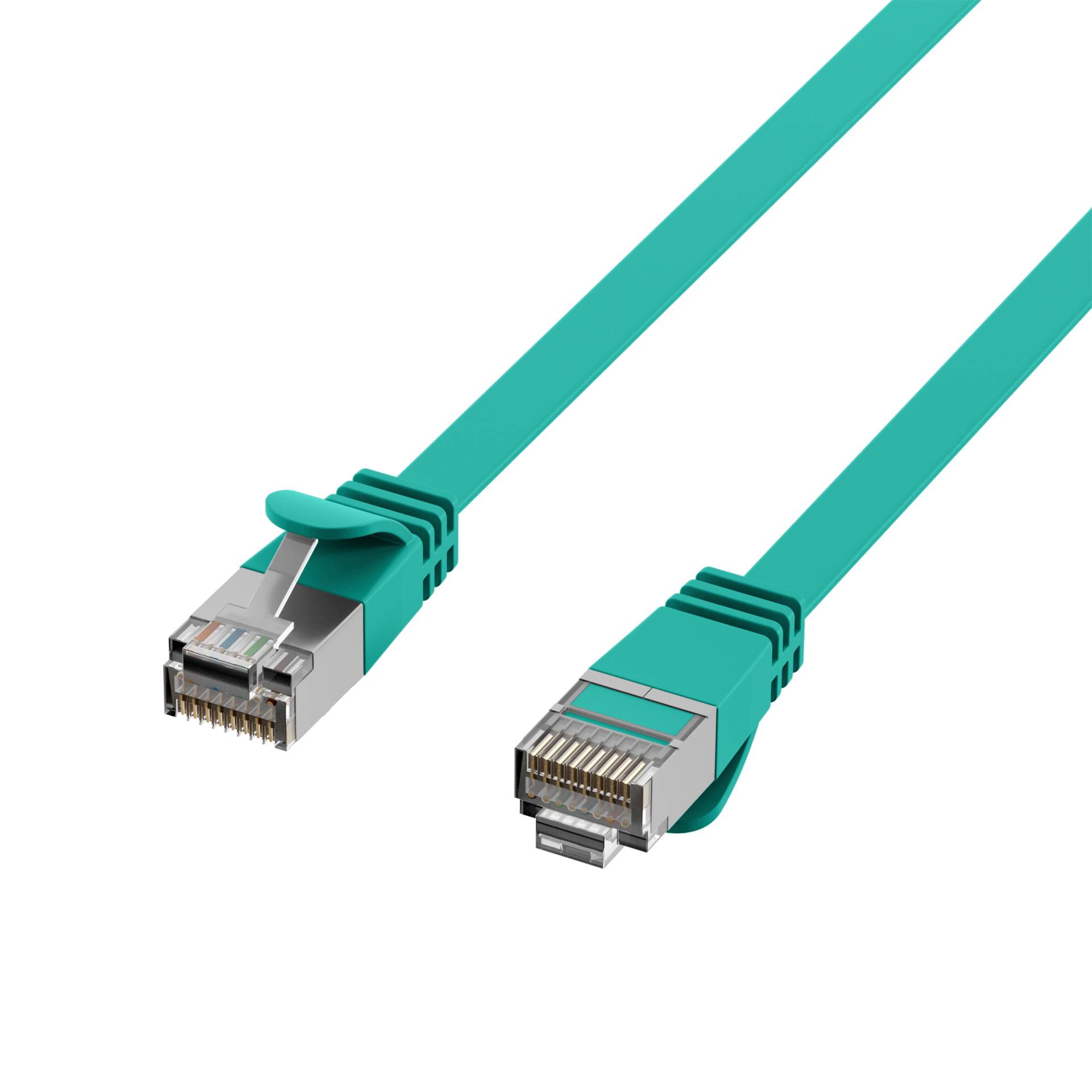 RJ45 Flachpatchkabel Cat.6A U/FTP PVC -- grün 0,15m Kupferverkabelung Patchkabel