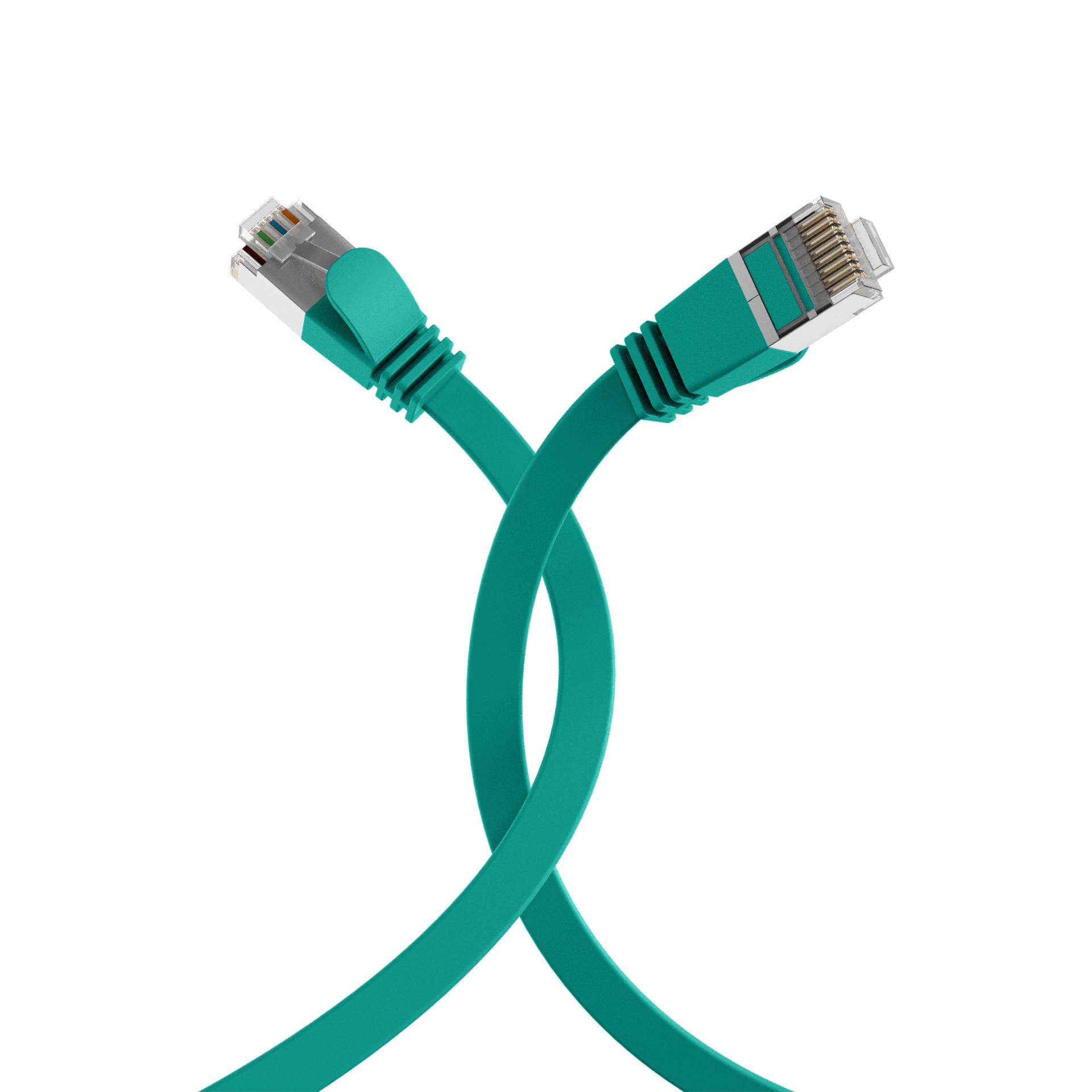 RJ45 Flachpatchkabel Cat.6A U/FTP PVC -- grün 0,15m Kupferverkabelung Patchkabel