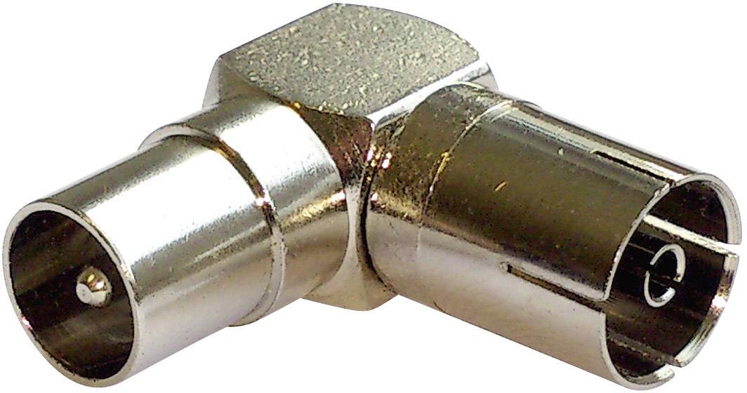 Metallischer Koaxialstecker in T-Form, geeignet für Vernetzung oder TV-Anschluss.