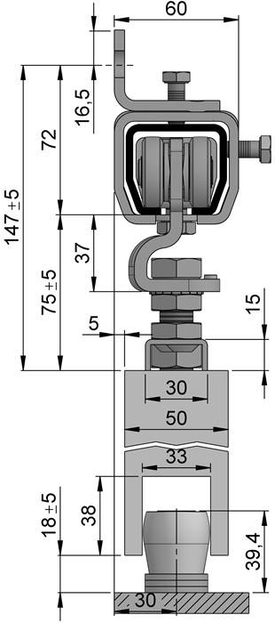 Erweiterungsset Schiebetorgarnitur SP400W001 verzinkt,blau L.2000mm