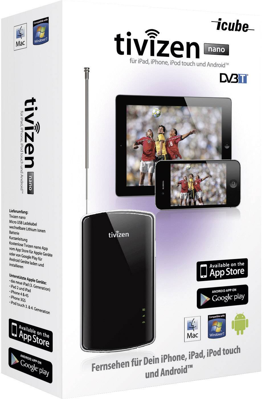 iCube Tivizen Nano DVB-T TV-WLAN-Empfänger Aufnahmefunktion
