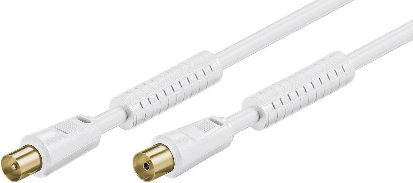 Value TV, Monitor Anschlusskabel [1x Antennenstecker 75 Ω - 1x Antennenbuchse 75 Ω] 1.50 m 85 dB vergoldete Steckkontakte Weiß