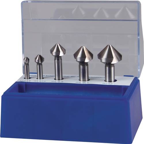 Kegelsenkersatz DIN 335C 90Grad 6,3-25mm HSS-Co 5-tlg.Ku.-Box TECWERK