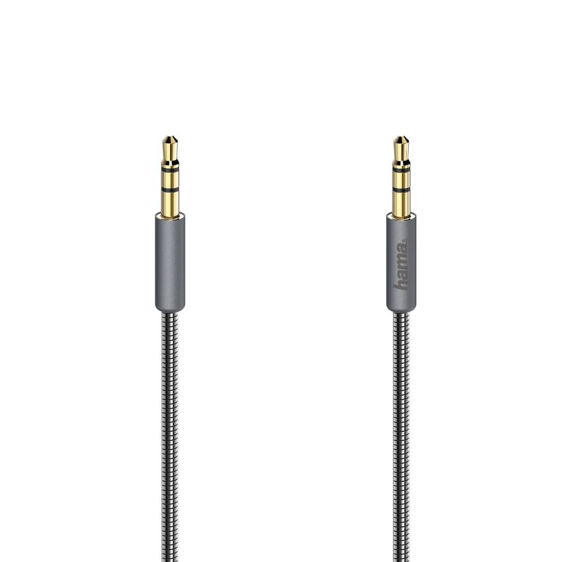 hama 00200508 Audio-Kabel "Elite", 3,5-mm-Klinken-St. - St., Metall, vergoldet, 0,75 m