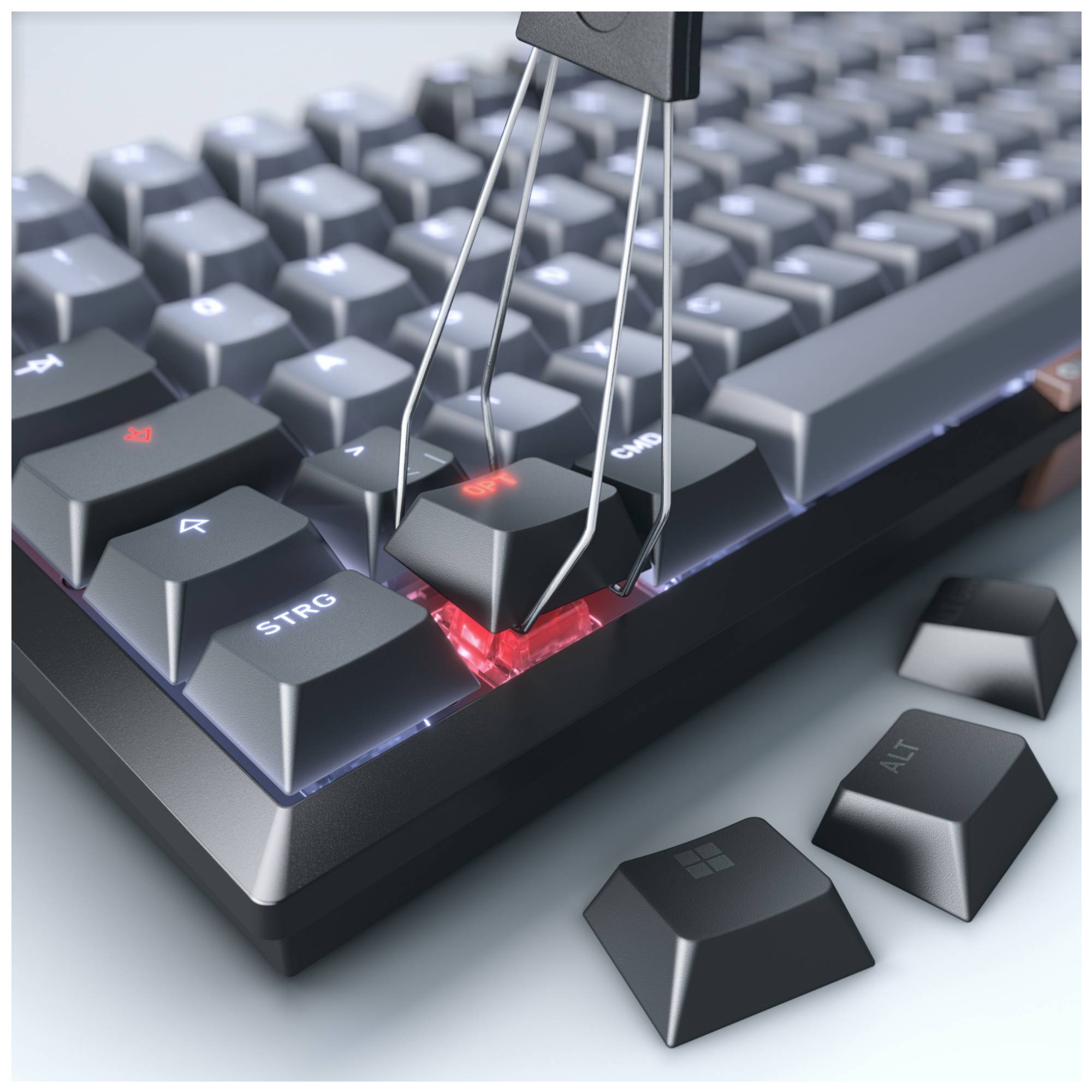 Cherry KW 300 MX Tastatur 75% compact hintergrundbeleuchtet kabellos Bluetooth 5.2 USB-C AZERTY Französisch