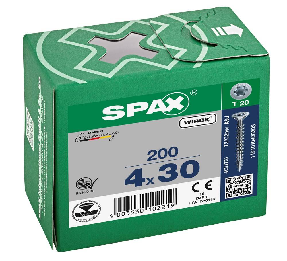 SPAX Senkkopfschraube WIROX 4 x 30/25 -T20 K R 88091 (200 Stück) (Inhalt 200 Install.Baumaterial
