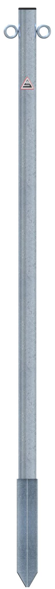 Schake 4042E/2 Absperrpfosten Stahlrohr Ø 42 x 2,5 mm ortsfest zum Einschlagen feuerverzinkt mit 2 Ösen