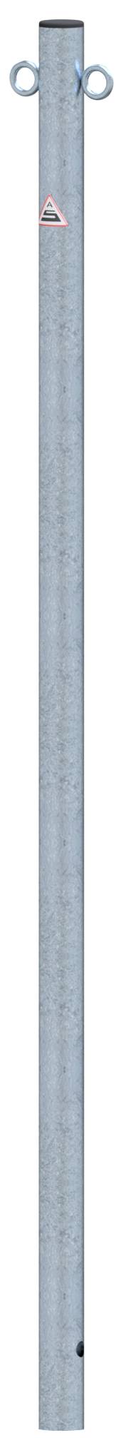 Schake 4042/2 Absperrpfosten Stahlrohr Ø 42 x 2,5 mm ortsfest zum Einbetonieren feuerverzinkt mit 2 Ösen