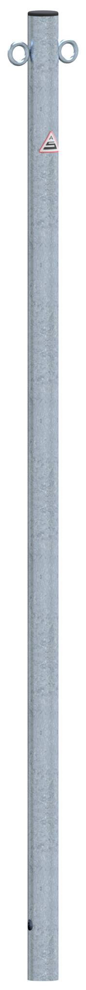 Schake 4042/2 Absperrpfosten Stahlrohr Ø 42 x 2,5 mm ortsfest zum Einbetonieren feuerverzinkt mit 2 Ösen