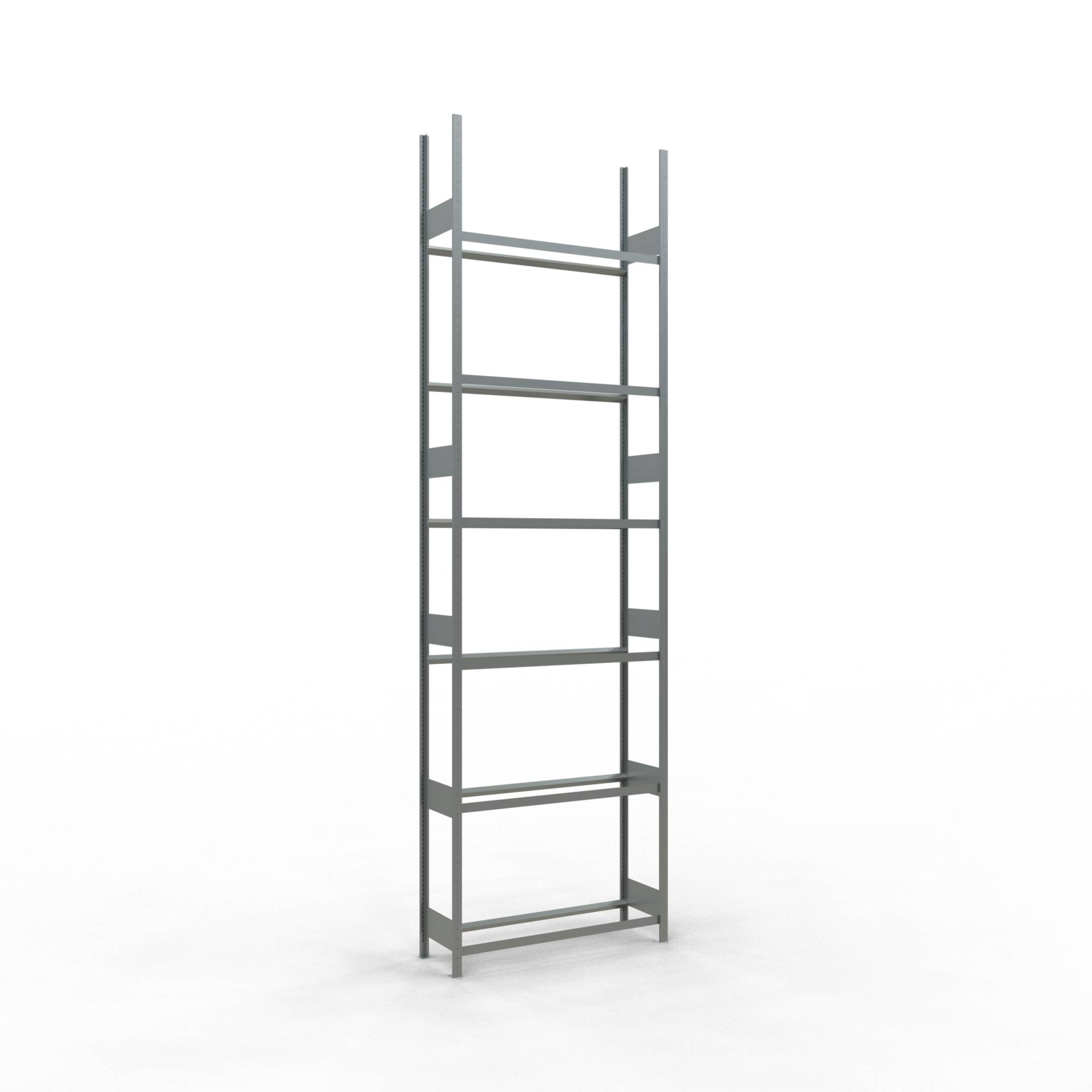 Reifen-/Räderregal, Grundfeld, verzinkt, BxTxH 1300x400x4500 mm, 6 Lagerebenen,