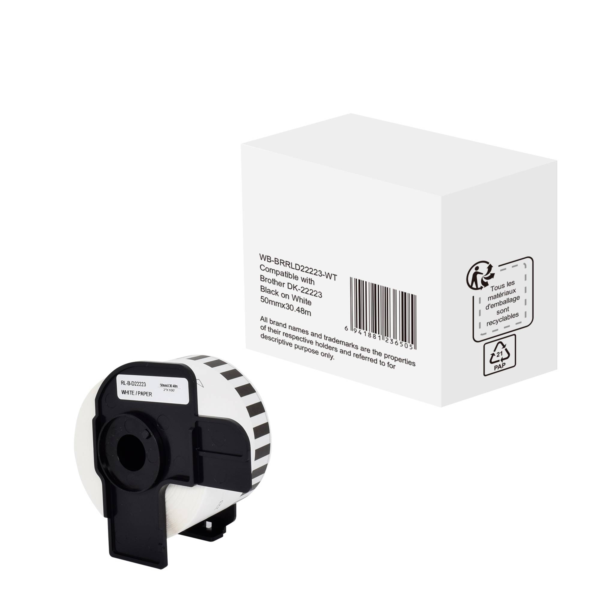 Etikett wie Brother DK-22223 50mmx30,48m sw auf ws