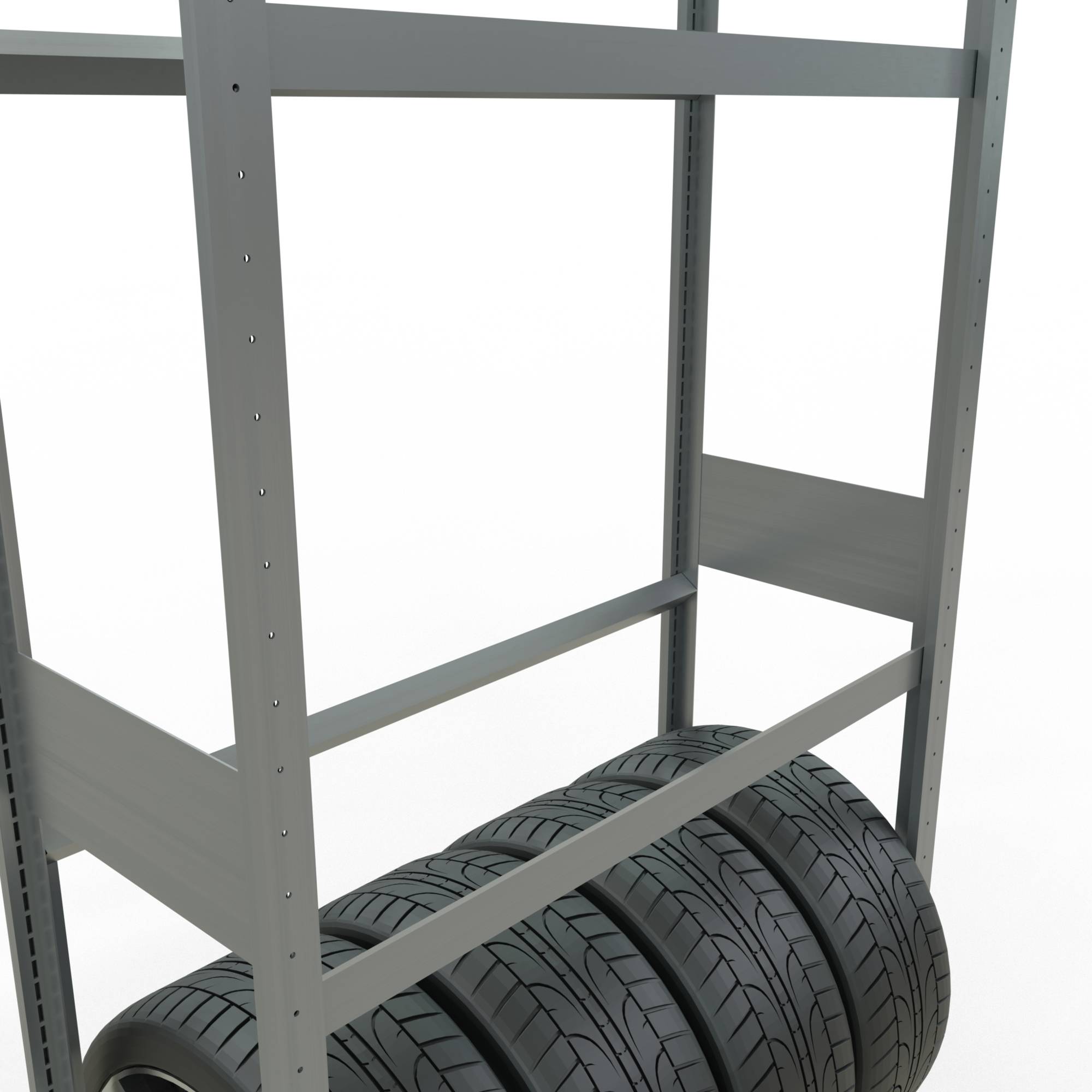 Reifen-/Räderregal, Grundfeld, verzinkt, BxTxH 900x400x3500 mm, 5 Lagerebenen, F