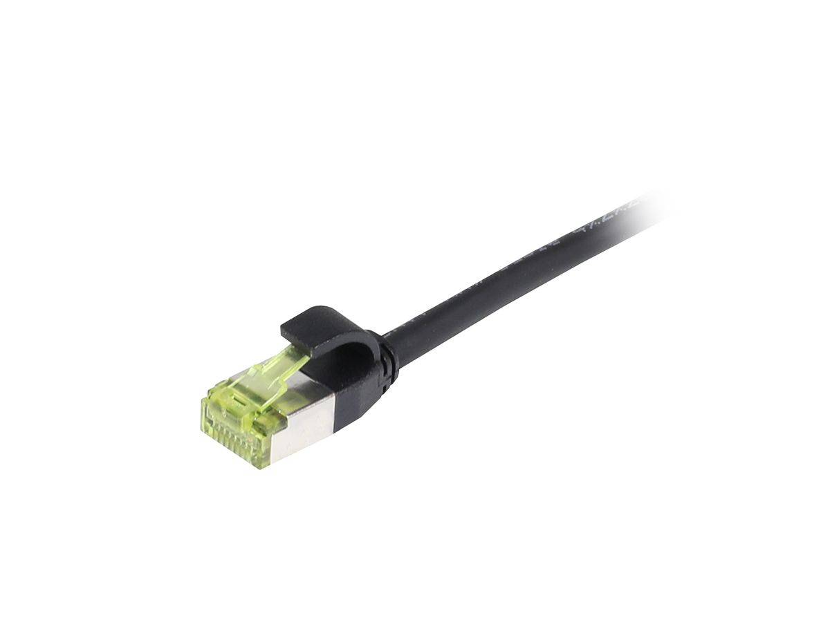 Kabel Patch-RJ45 S/FTP 500Mhz 1.0m schwarz slimline rund d=4.5mm TPE/LSZH(Superflex) AWG28 mit CAT7 Rohkabel Synergy 21