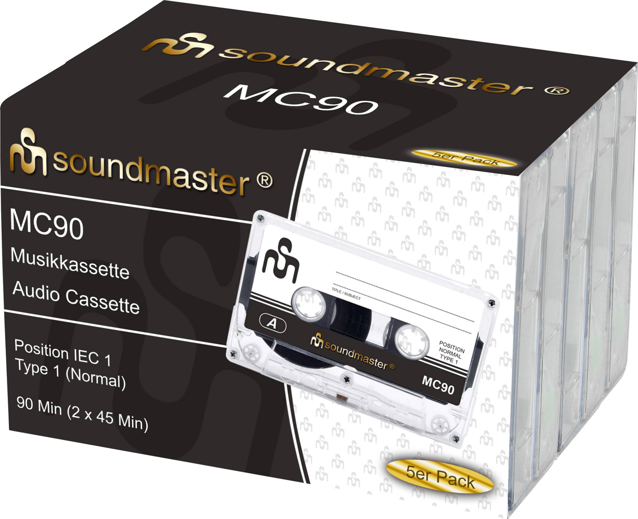Soundmaster CE Audio-Kassette Soundmaster MC90 5er Pack - Musiccassette