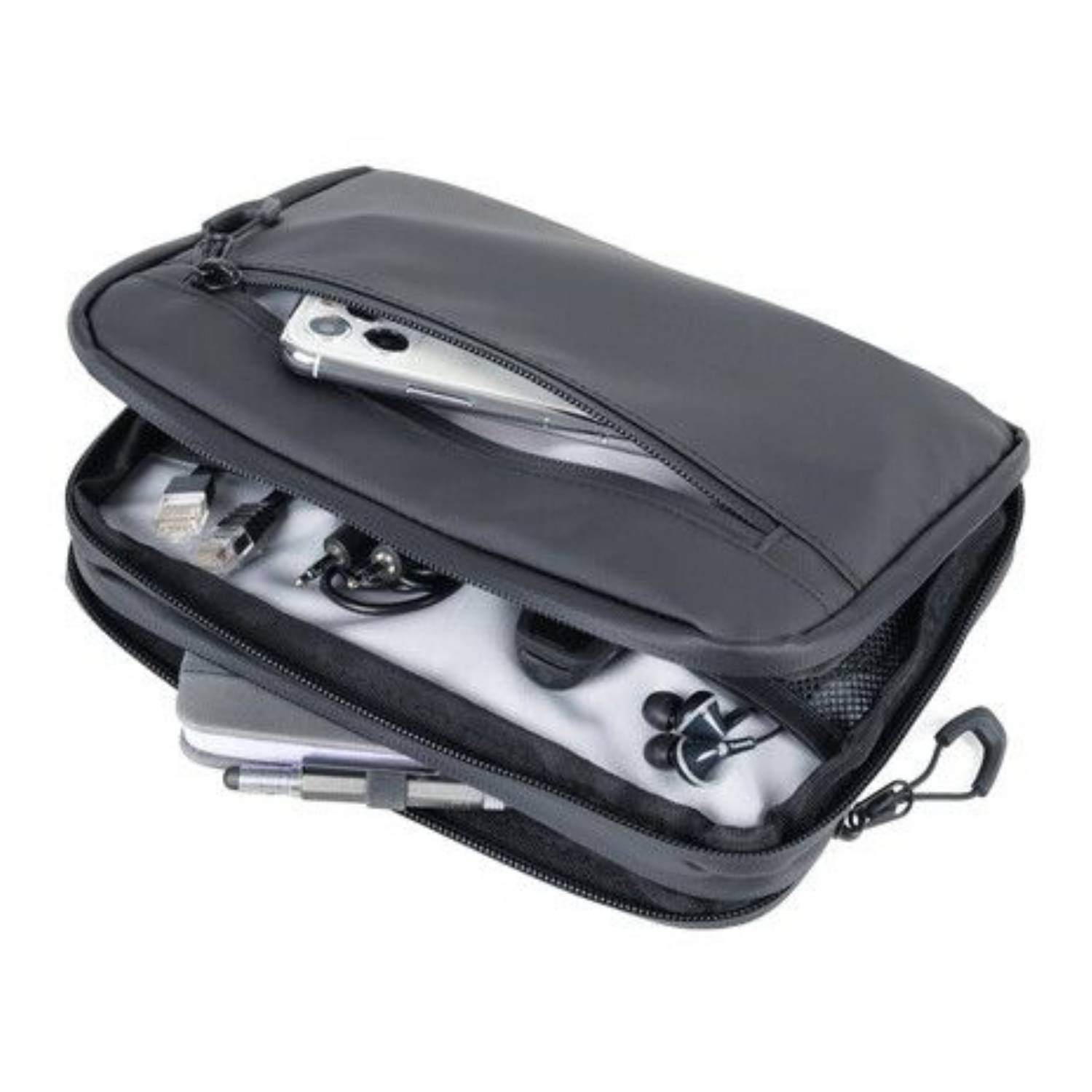 Troika BLACK TECH POUCH 2, Polyester, Polyurethan (PU), Plane, Schwarz, 6 Taschen, Reißverschluss, 235 mm, 35 mm