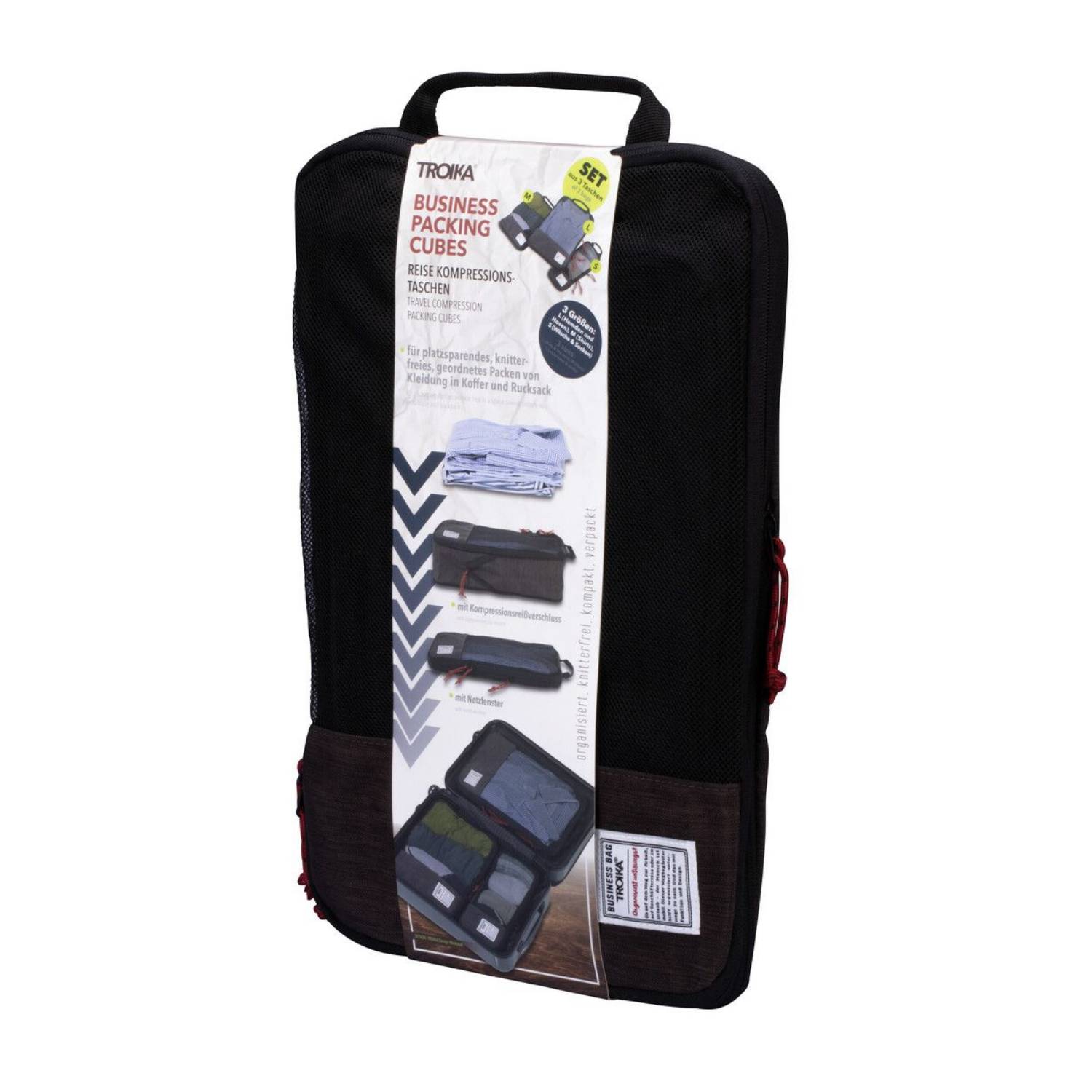 Troika BUSINESS PACKING CUBES, Schwarz, Grau, 390 mm, 270 mm, 40 mm, 465 g, 390 mm