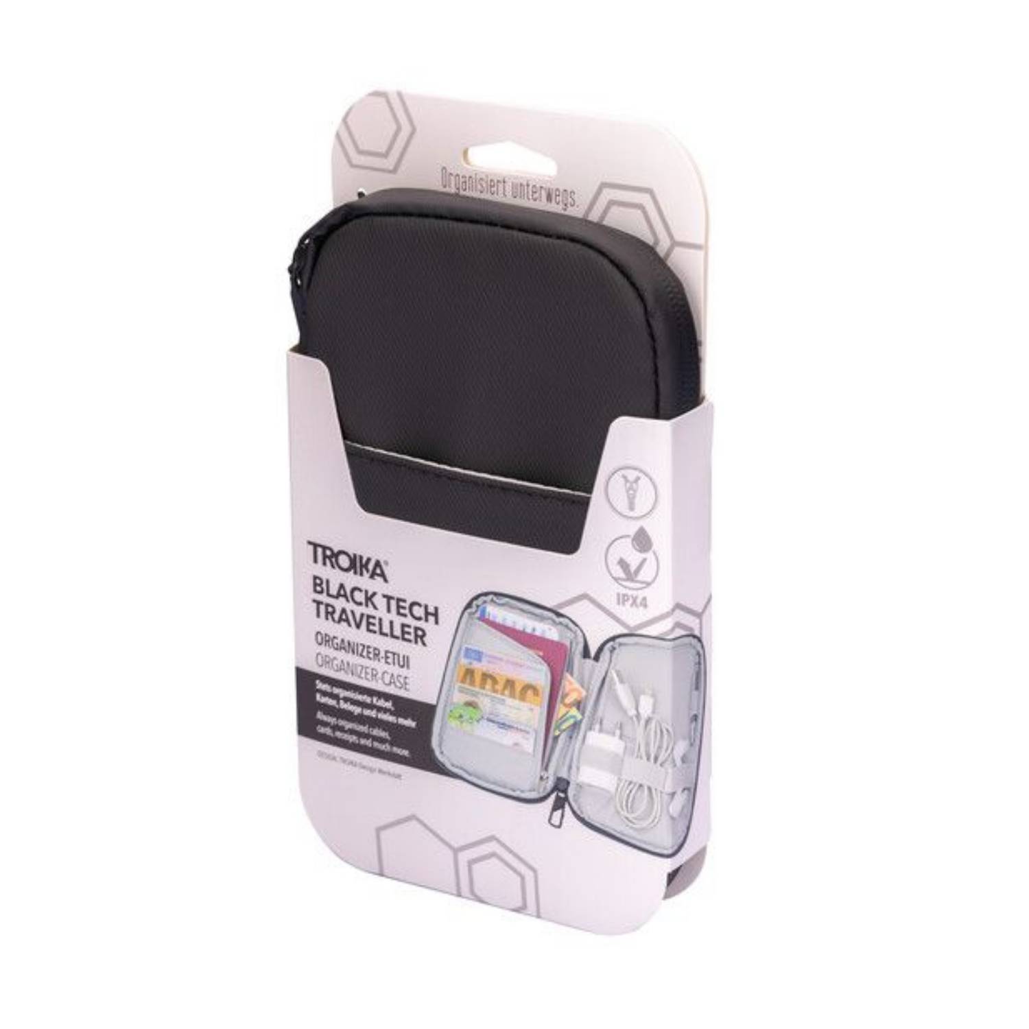 Troika BLACK TECH TRAVELLER, Polyester, Polyurethan (PU), Plane, Schwarz, Visitenkarte,