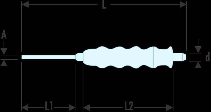 Splinttreiber Spitze-D.4,95mm m.Handgriff FACOM