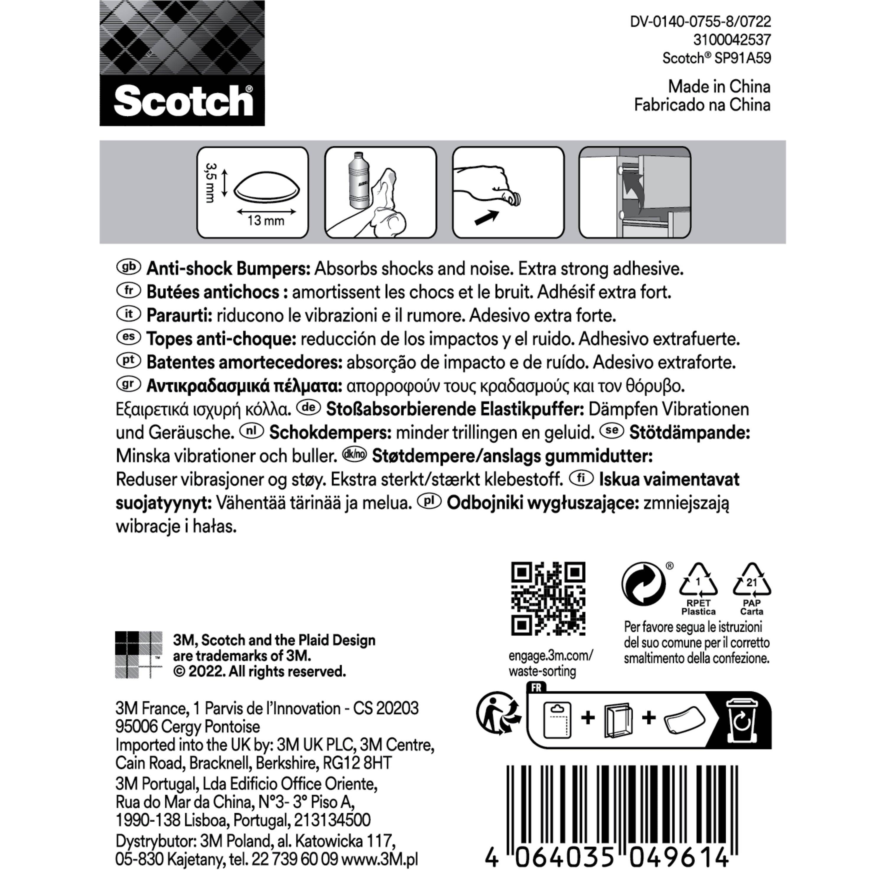 Scotch Stoßabsorbierende Elastikpuffer, 19 mm, transparent