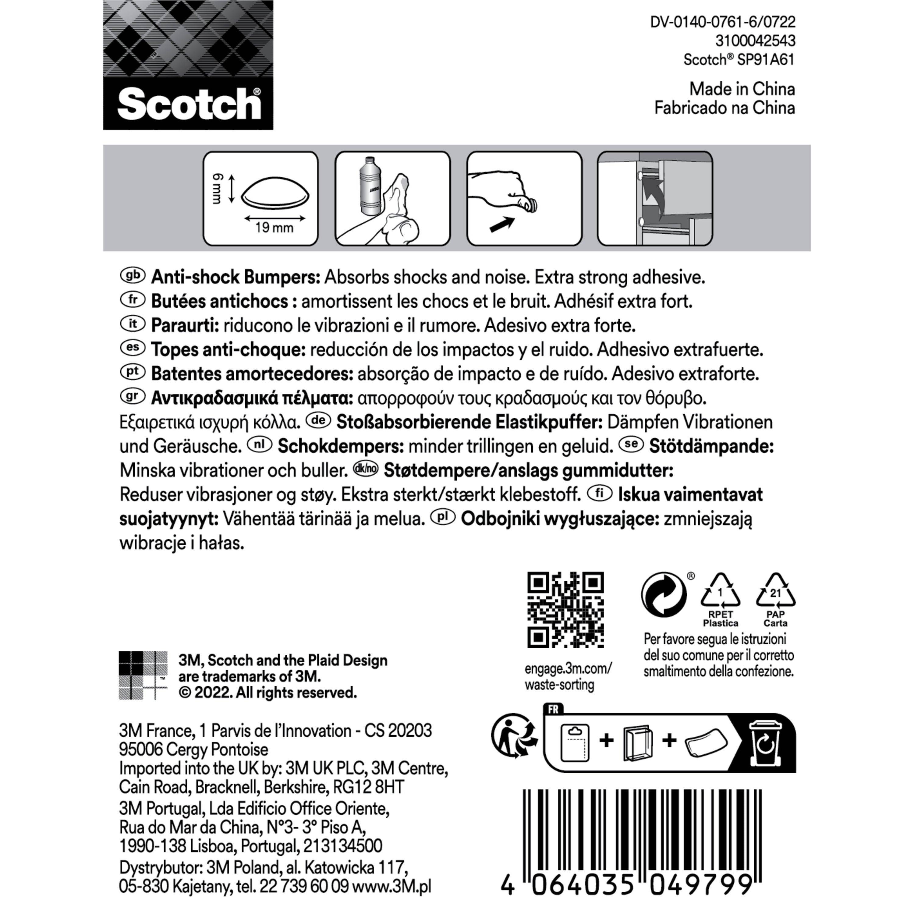 Scotch Stoßabsorbierende Elastikpuffer, 19 mm, transparent