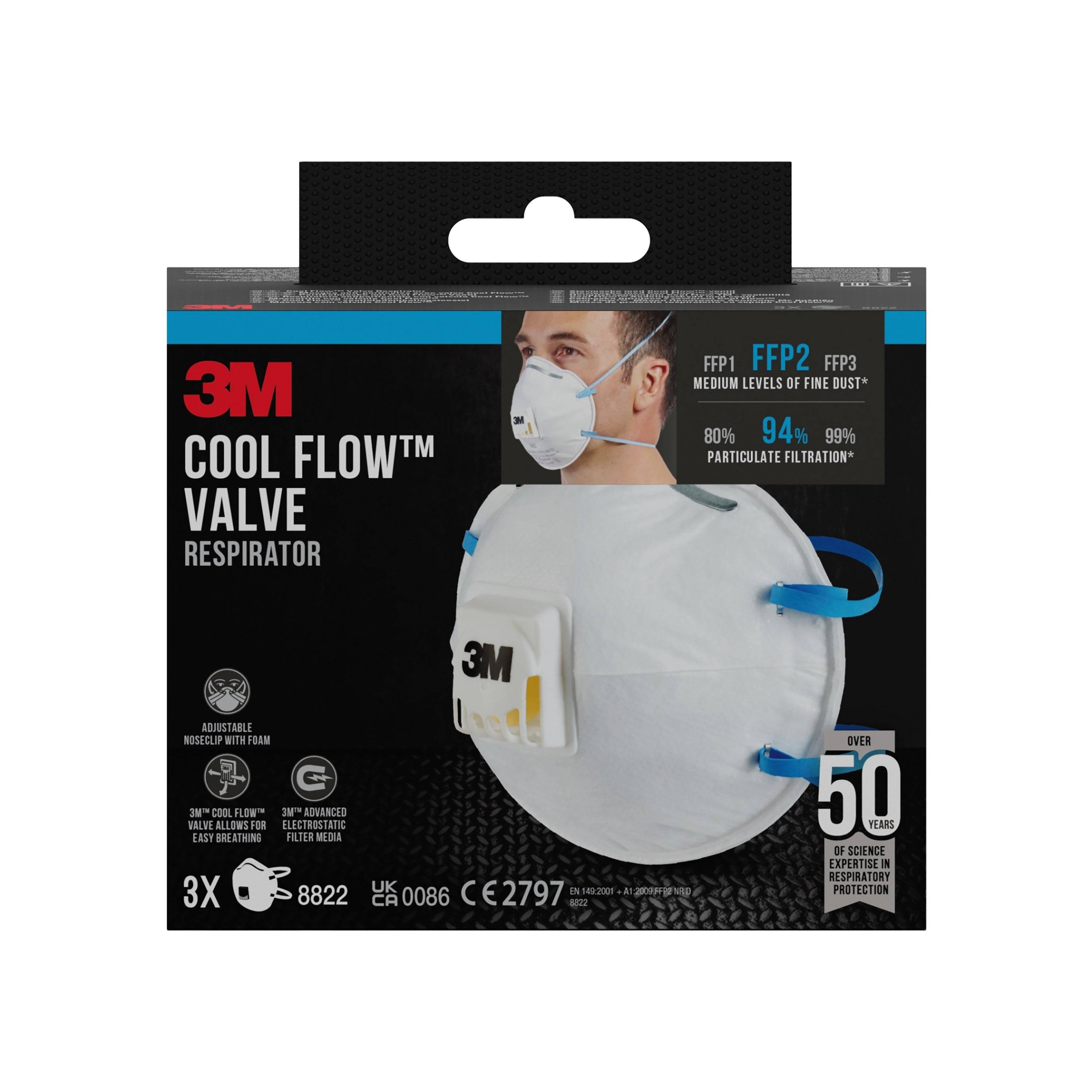 3M Maske für Hand- und Maschinenschleifen 8822 - FFP2 - Halbmasken-Atemgerät - Luftreinigendes Atemgerät - FFP2 - Konstruktion - Gas & oil - Indust