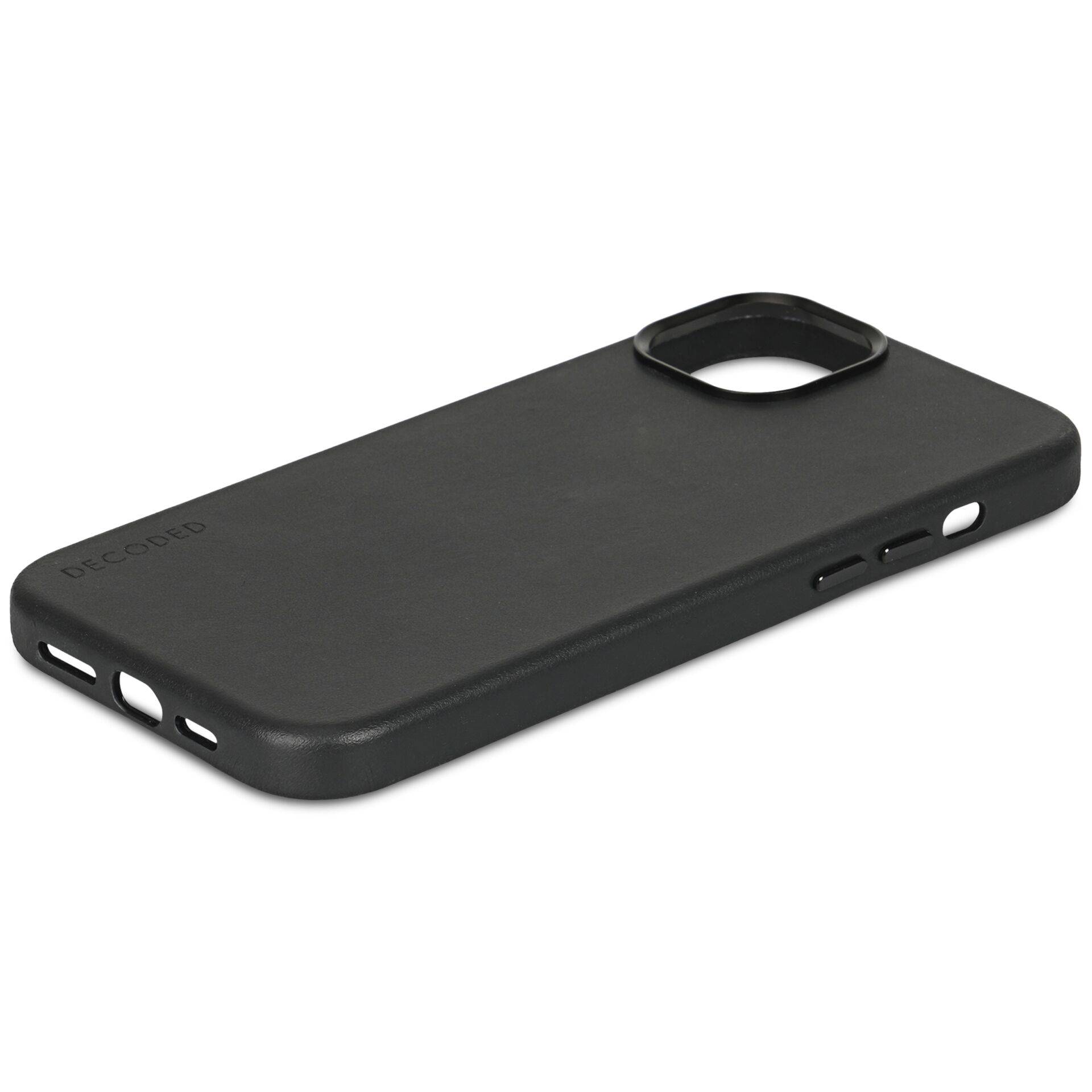 Decoded Leather Backcover für iPhone 15 Plus Black - Schwarz