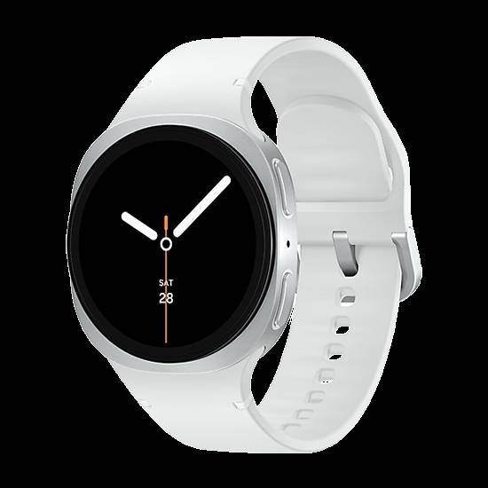 Samsung Galaxy Watch8 - 40 mm - silber - intelligente Uhr mit Sportband - Gummi - weiß - Bandgröße: S/M - Anzeige 3.4 cm