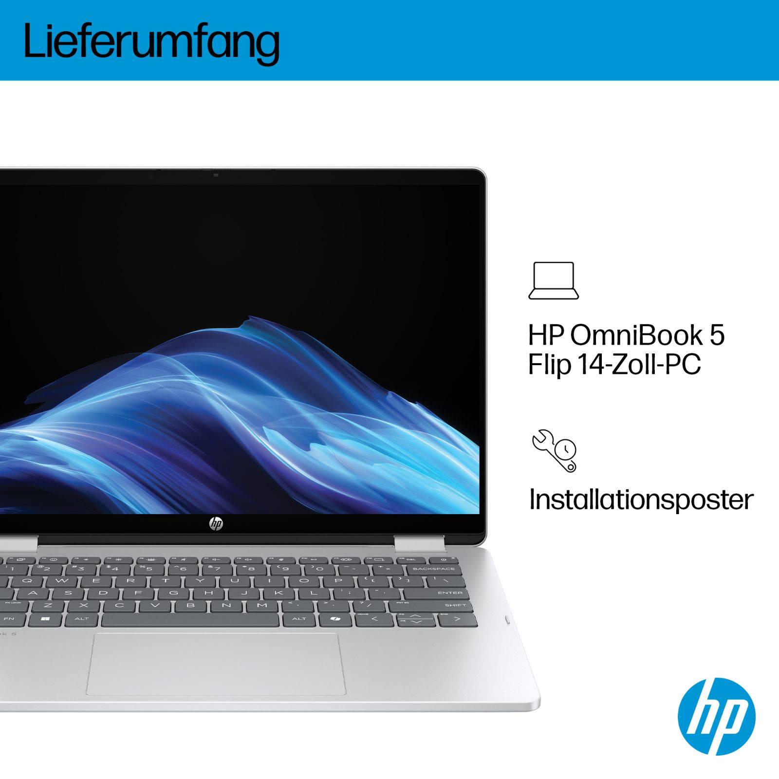 HP OmniBook 5 Flip Laptop 14-fp0471ng - Flip-Design - Intel Core 7 150U - Win 11 Home - Intel Graphics - 16 GB RAM - 512
