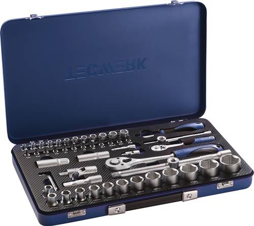TECWERK Steckschlüssel-Satz 55-teilig 1/4 + 1/2 '' Schlüsselweiten 4-32 mm Anz