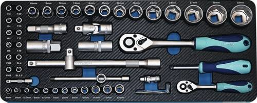 TECWERK Steckschlüssel-Satz 55-teilig 1/4 + 1/2 '' Schlüsselweiten 4-32 mm Anz