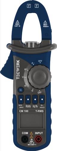 Stromzangenmultimeter CM 100 10 mA-600 A AC,10 mA-600 A DC CAT III 600V TECWERK
