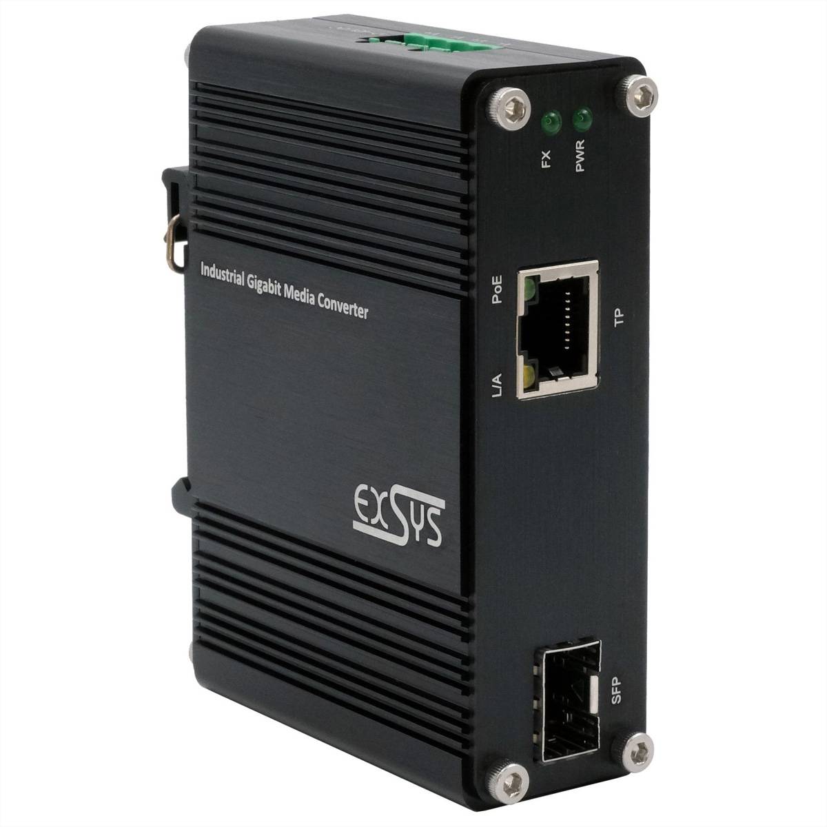 EXSYS EX-60340 PoE+ Industrial Media Konverter 60W, SFP