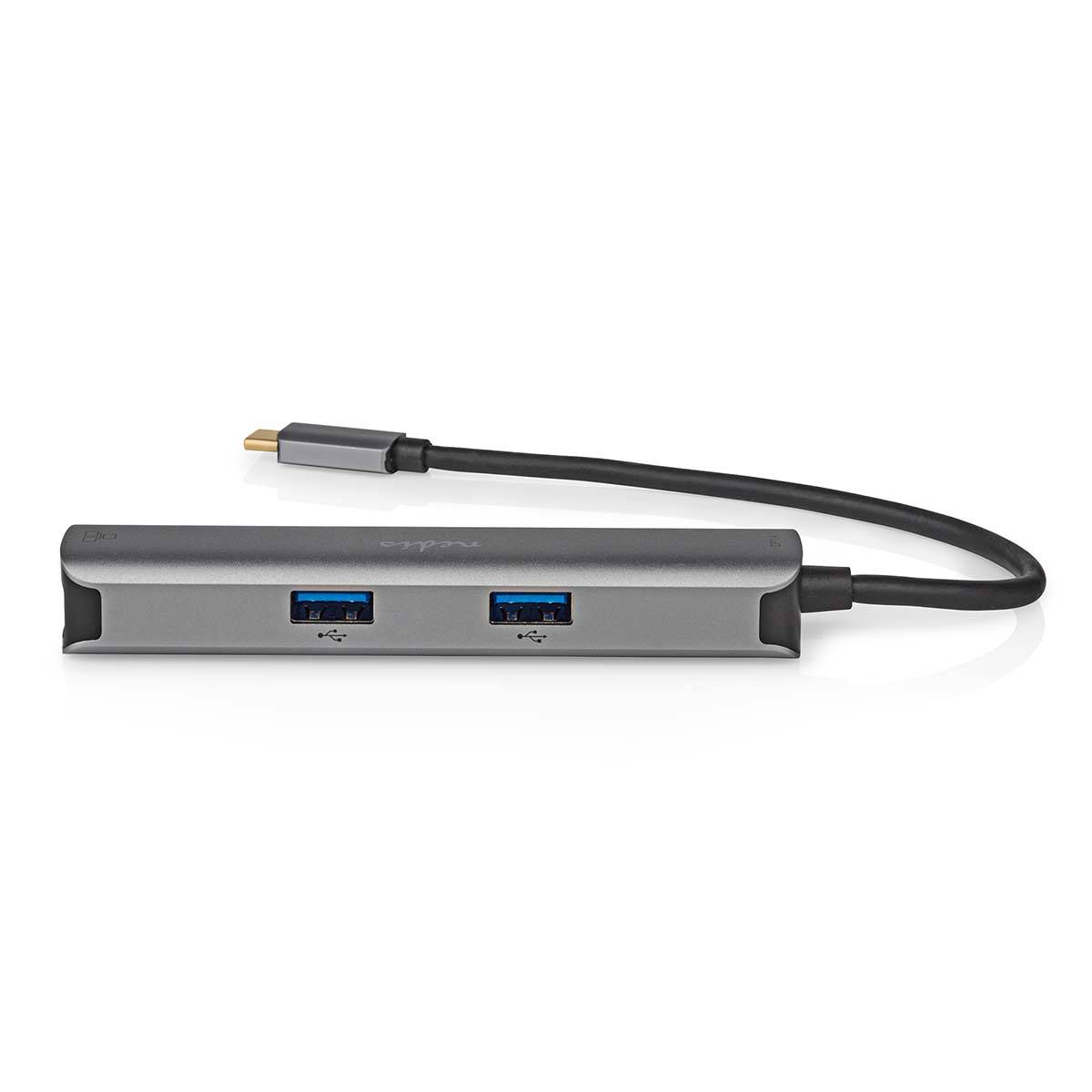 USB-C Hub 5-in-1 zu RJ45 / 3x USB-A / HDMI 4K / 0,2m / 5Gbps