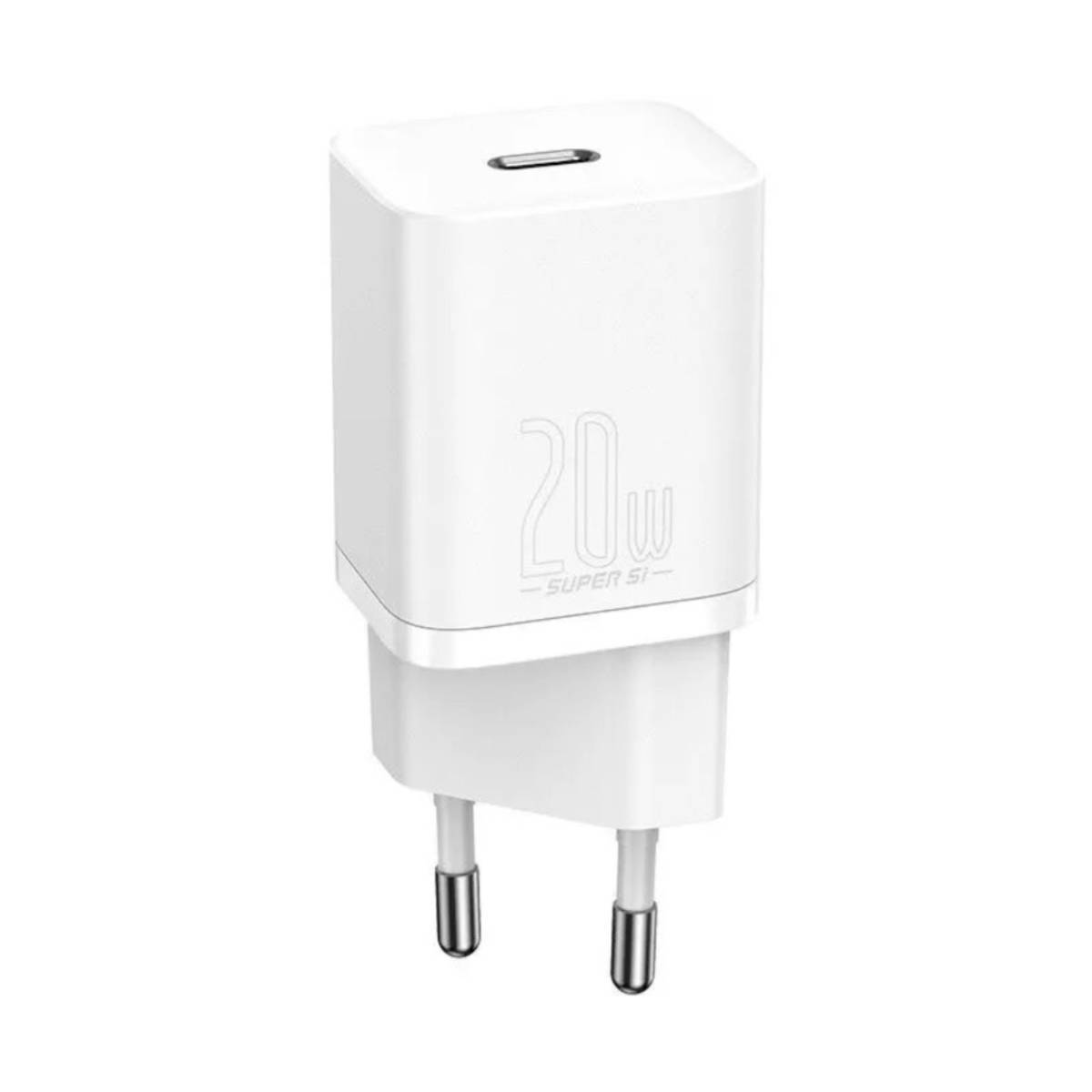 Baseus Super Si Schnellladegerät 1C 20W mit USB-C Kabel für Lightning 1m (weiß)