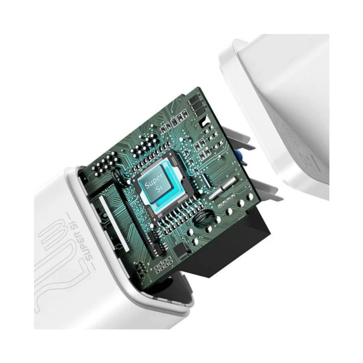 Baseus Super Si Schnellladegerät 1C 20W mit USB-C Kabel für Lightning 1m (weiß)