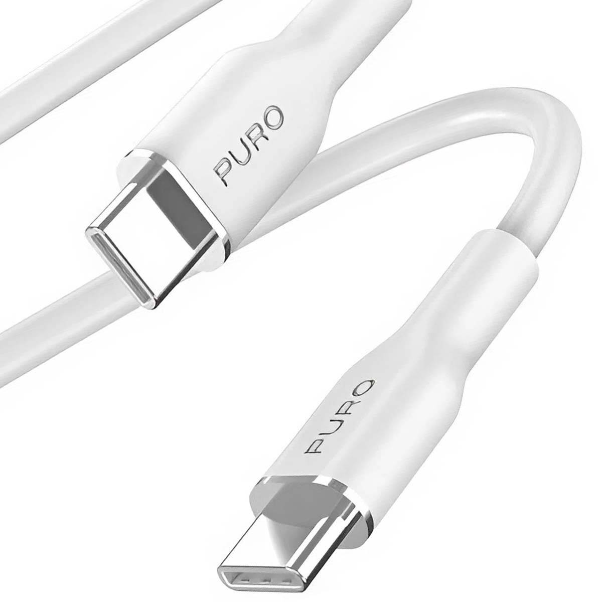 Puro Soft USB-C – USB-C-Kabel 60 W 1,5 m Silikon Weiß