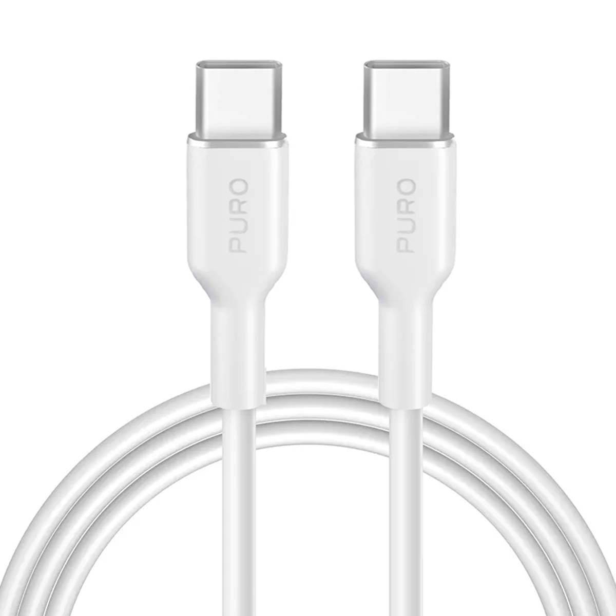 Puro Soft USB-C – USB-C-Kabel 60 W 1,5 m Silikon Weiß