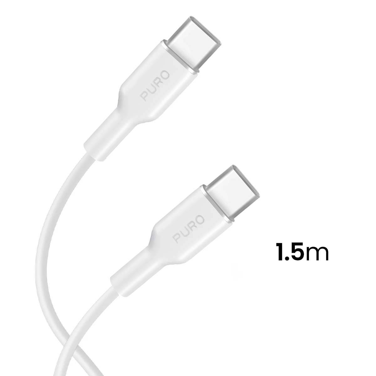 Puro Soft USB-C – USB-C-Kabel 60 W 1,5 m Silikon Weiß