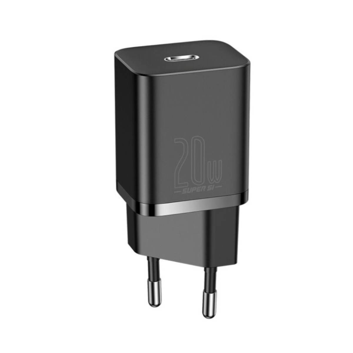 Baseus Super Si Schnellladegerät 1C 20W mit USB-C Kabel für Lightning 1m (schwarz)