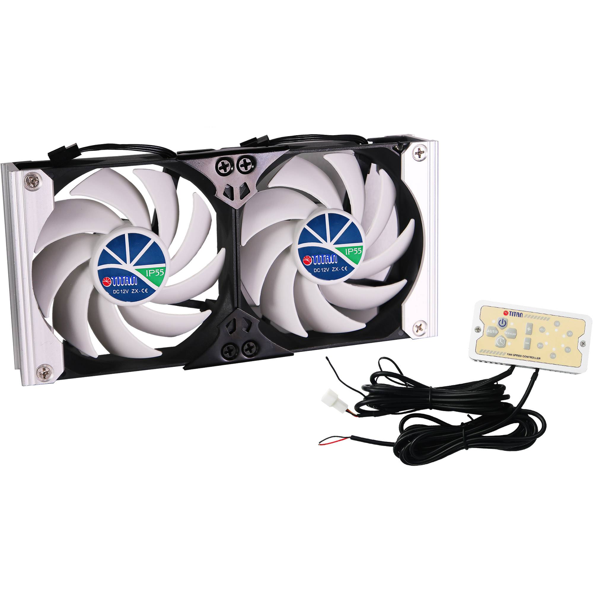 Titan TTC-SC20(A)/V2+ Kühlschrank-Doppellüfter 92x25mm IP55, Timer Gleichrichter Kühlung /