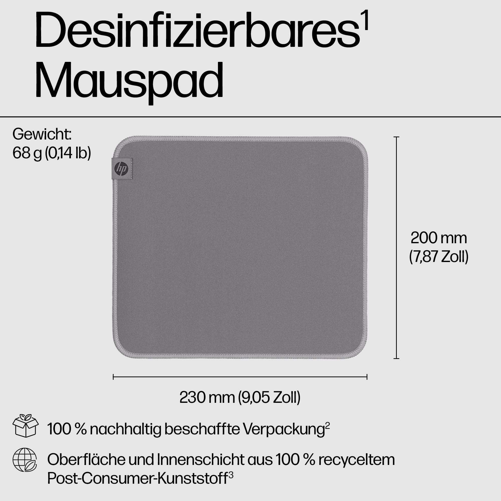 HP 105 - Mauspad - desinfizierbar - Grau