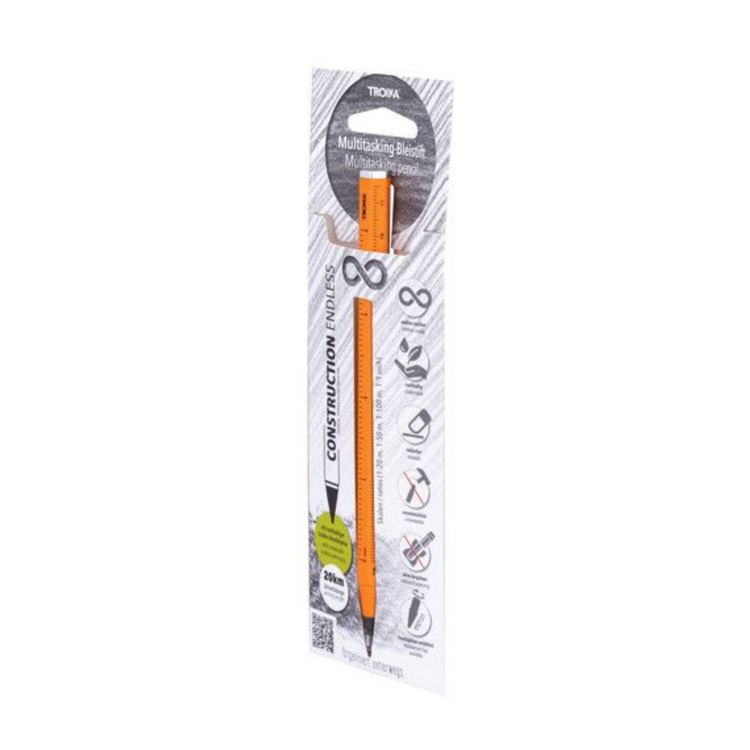 Troika CONSTRUCTION ENDLESS, Orange, Aluminium, Metall, Schwarz, HB, Hexagonal, 147 mm