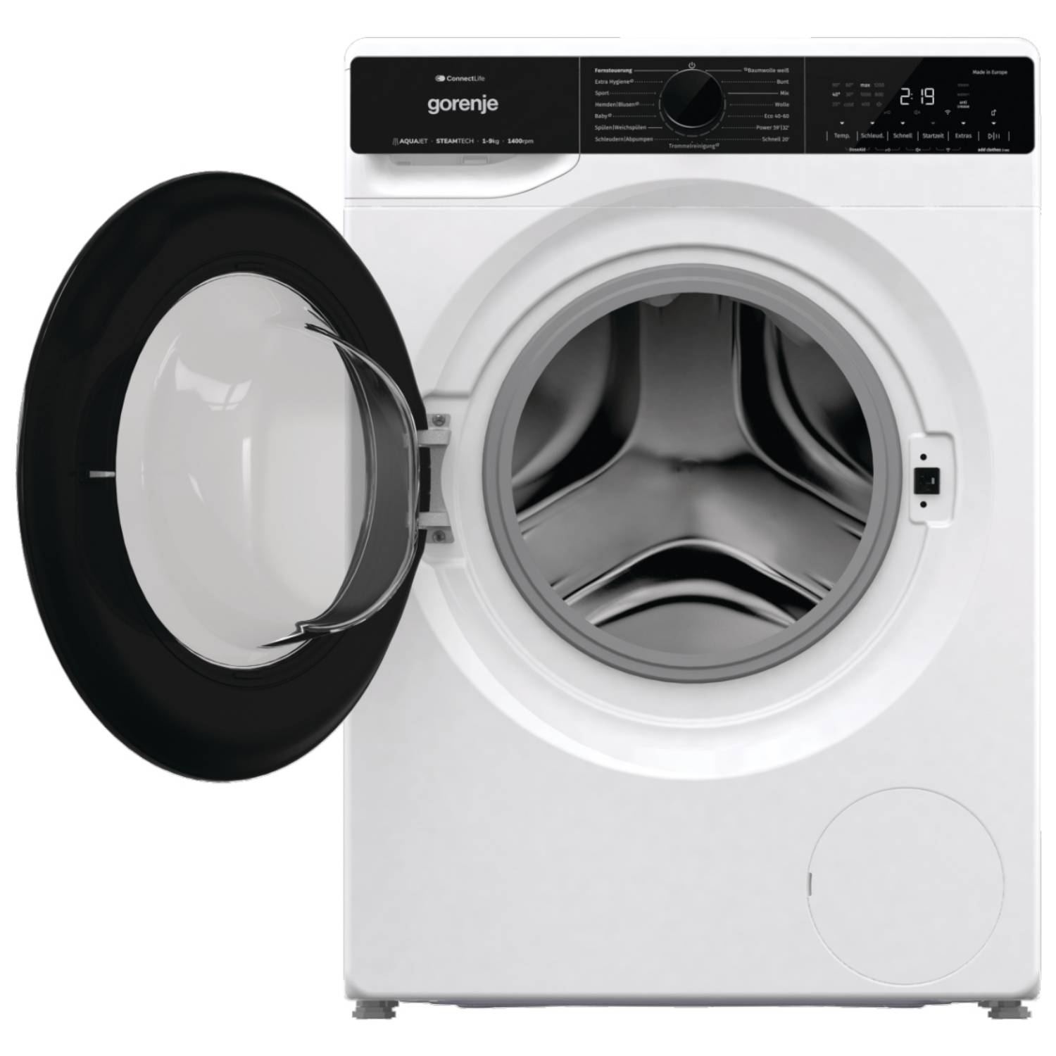 Gorenje G600 Waschvollautomat WPNA94A1TS BK070, Frontlader, 9 kg, B, 72 dB, 1300 RPM, A