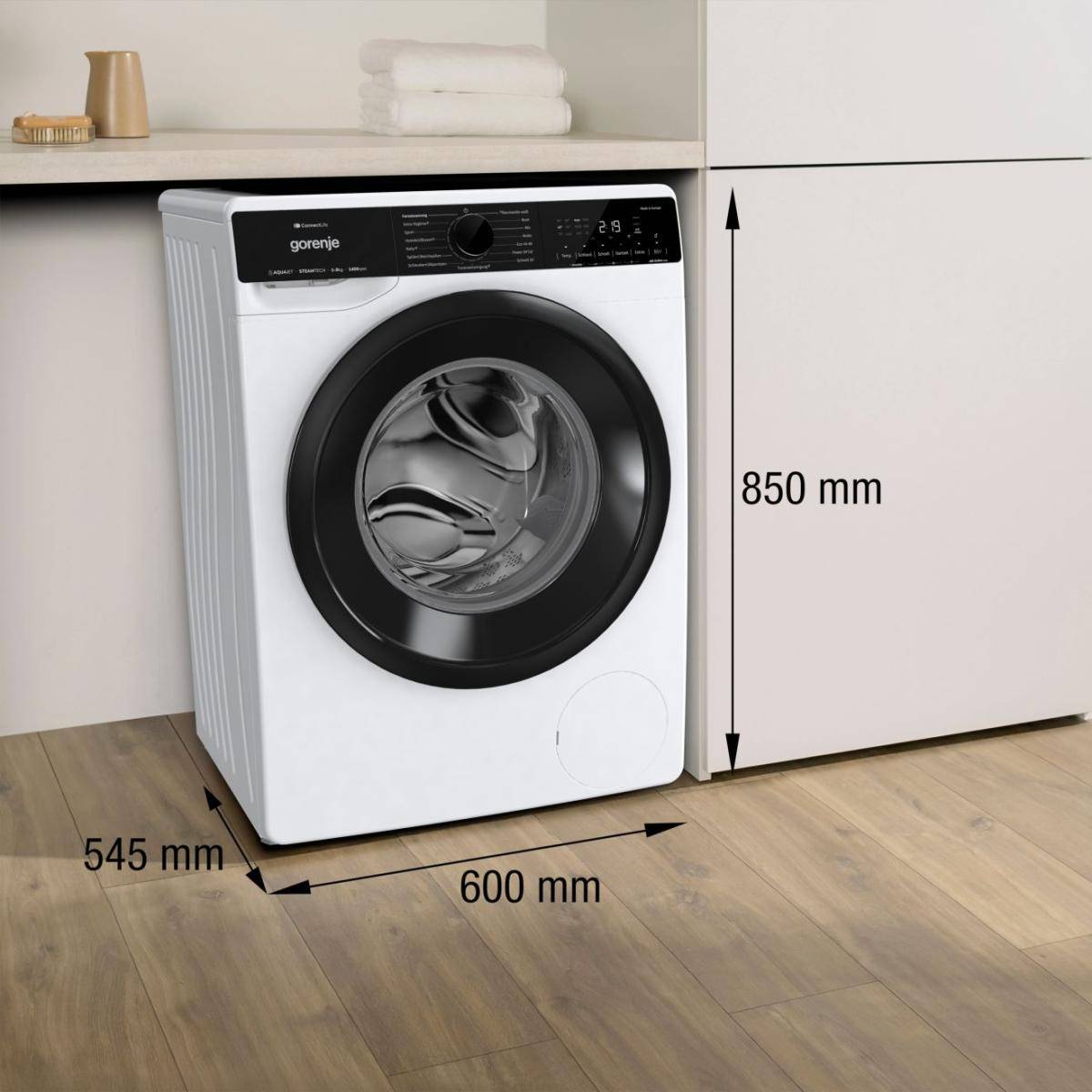 Gorenje G600 Waschvollautomat WPNA94A1TS BK070, Frontlader, 9 kg, B, 72 dB, 1300 RPM, A